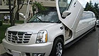 White stretch limousine with gullwing doors.